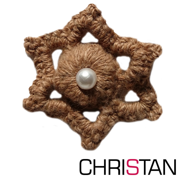 Bronze Star with Pearl Crochet Brooch